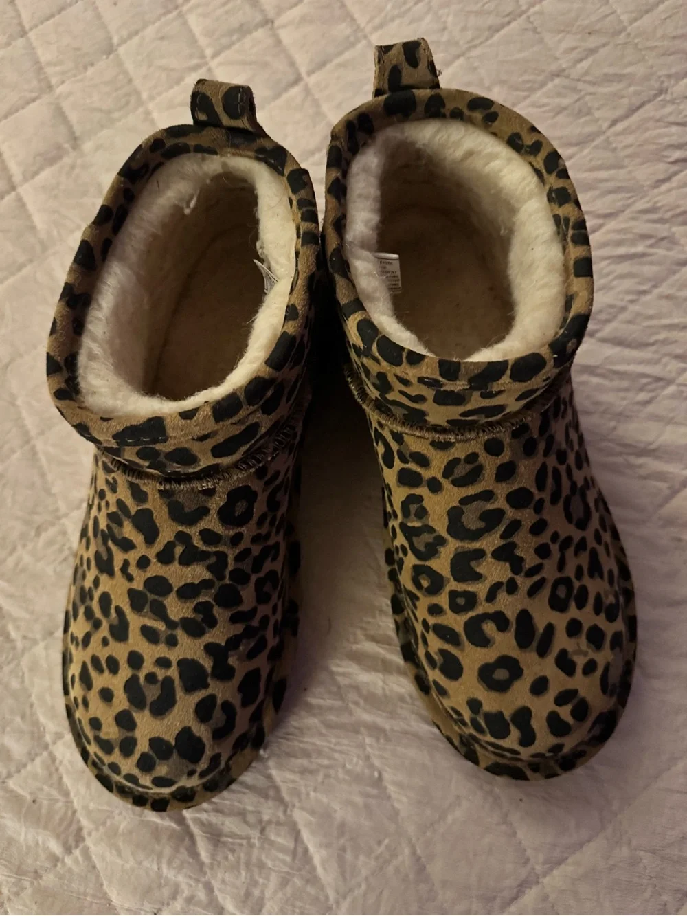 BearPaw Leopard Print Faux Fur Lined Ankle Booties - Tan & Black